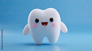 Cute Cartoon Tooth Image for Childrens Health.