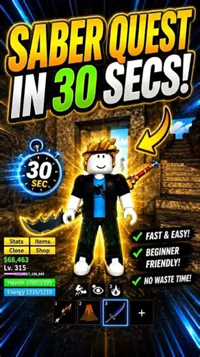How to Get SABER in 30 Seconds! ⚔️ | Blox Fruits #bloxfruits #bloxfruit #roblox #shorts