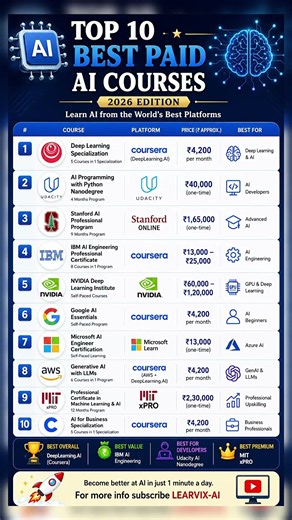 Top 10 Best Paid AI Courses in 2026 🔥 | Learn AI & Get High Paying Jobs 💰 #zerotomastery