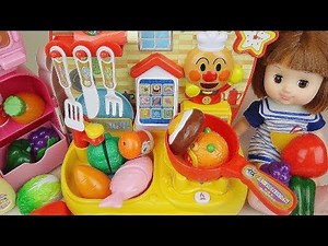 Baby doll and kitchen cooking food toys play