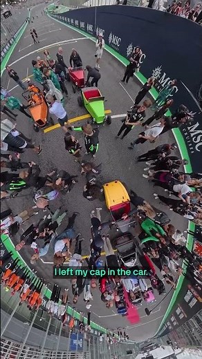 The horror on Kimi's face when he realises he's lost his cap 😱 #f1 #formula1 #mercedesf1