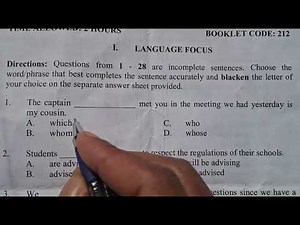 2017/2025 Grade 12 English Exam 2nd round የተፈተኑት Grammar part 1