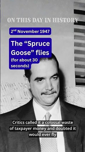 November 2nd #onthisday in #history - Howard Hughes flies the "Spruce Goose" for 30 secs! #aviation