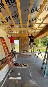 How to PERFECTLY square up and install a ChamClad porch ceiling! #gotitcoach #ChamClad #porchgoals #ceiling #RecycledPVC #sunbleachedoak #howto #tips #newconstructionhomes #customhomebuilder #customhomes #custom #foreverhome | wkdconstllc