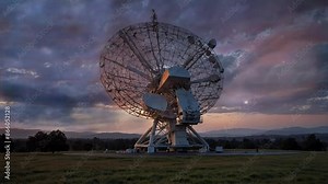 Sunrise Huge antenna dish at Very Large Array, searching for imaging signal in space