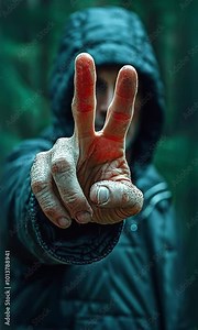 Man-hand stop sign, caution, refuse, warning idea, symbolic communication, and averting further issues Stock Video