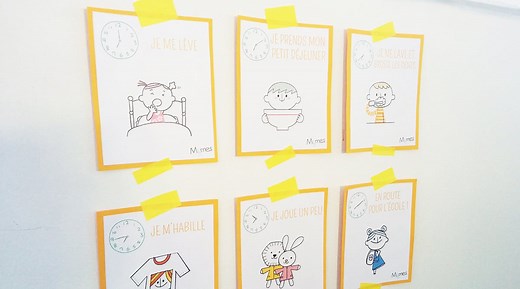 Cartes routines du matin et du soir à imprimer pour inculquer une routine aux enfants.