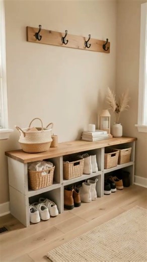I Built a Stylish Entryway Bench with Cinder Blocks and Wood