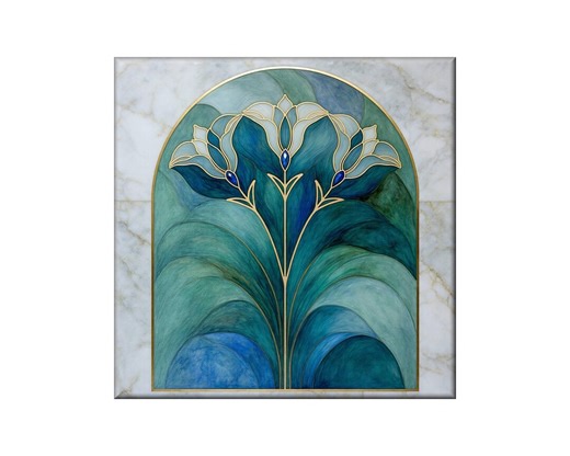 Ceramic Floral Tile: Blue Flowers With Gold Accent (single or Mural) - Etsy