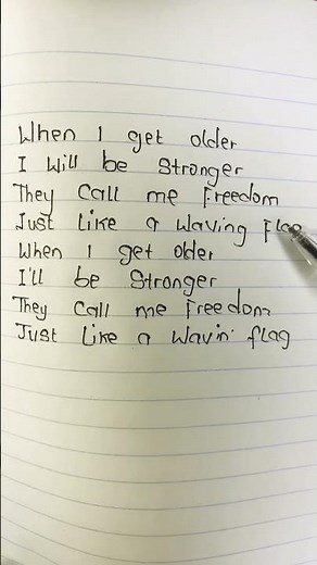 Wavin’ flag - when I get older I’ll be stronger :) #englishlyrics #songlyrics #viral