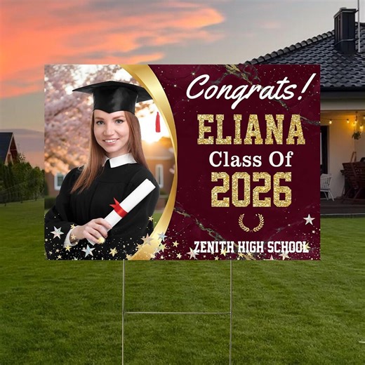 Personalized High School Graduation Yard Sign, Congrats Class of 2026 Sign, Custom Graduation Celebration Name Sign, Graduation Party Sign