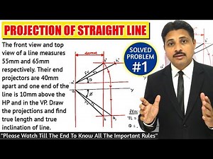 PROJECTION OF STRAIGHT LINE IN ENGINEERING DRAWING IN HINDI (SOLVED PROBLEM 1) ‪@TIKLESACADEMY‬