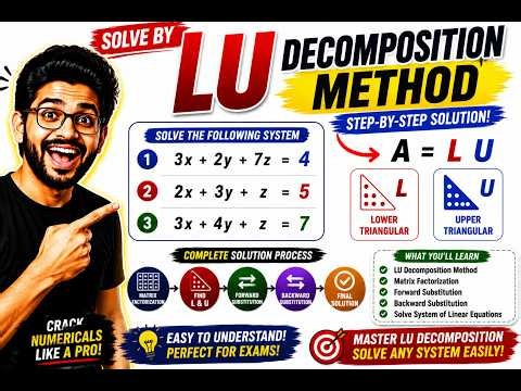 Solve By LU Decomposition Method 3x+2y+7z=4, 2x+3y+z=5, 3x+4y+z=7