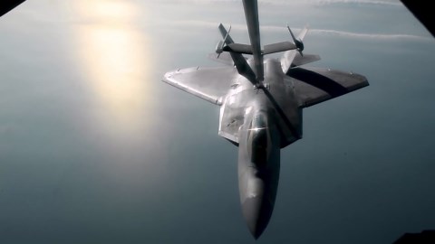 F-22 raptors on patrol • KC-10 extenders keep them flying