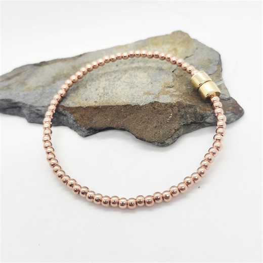 Copper & Magnetic Clasp Anklet or Bracelet- 4mm or 6mm Smooth Copper Beads - Etsy