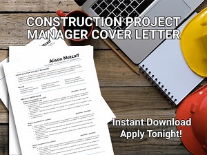 Construction Project Manager Cover Letter Template – Editable Canva PDF, Ats-friendly, Instant Download - Etsy
