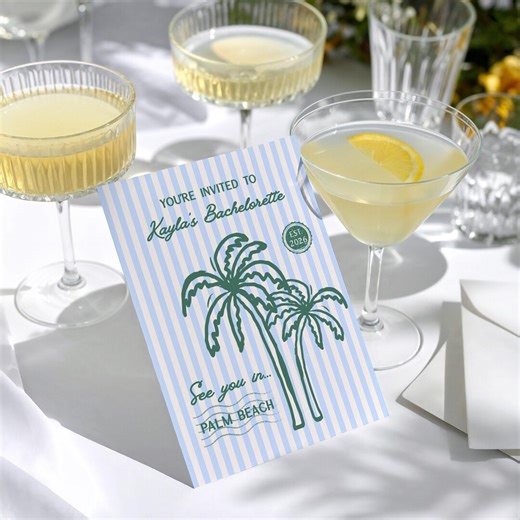 Palm Tree Bachelorette Invitation, Editable Canva Template (digital Download) - Etsy