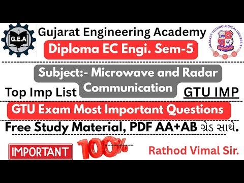 📘💯GTU TOP IMP Questions Microwave & Radar Communication🔥| Diploma EC Sem-5💯 ✅| Free Material#gtuimp