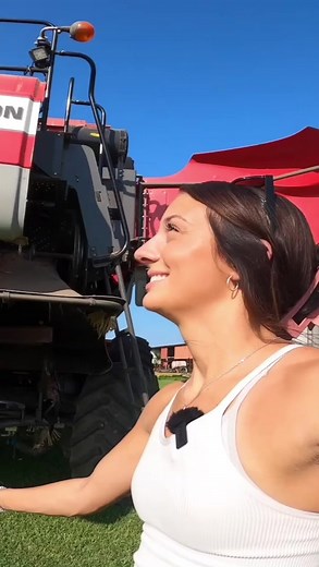 Using a homemade tool to pull the lin on our combine auger. Tiktok were professionals!