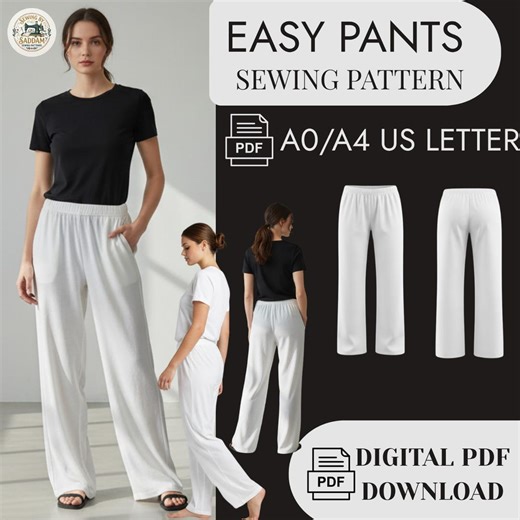 Easy Pants Sewing Pattern PDF | Beginner Friendly Pants Pattern | Printable PDF Pattern | Elastic Waist Pants | DIY Clothing Pattern | - Etsy Canada