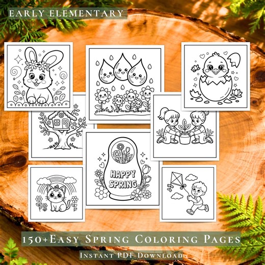 Easy Easter Coloring Pages | 150+ Cozy Coloring Pages, Bunny Coloring Page, Spring Coloring Page, Kids Activity Pack, Printable Coloring PDF - Etsy