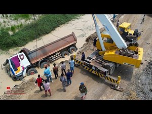 Dumper Truck Accident In Water And Amazing Recovery Heavy With Crane Truck Extreme