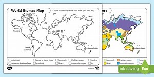 World Biomes Map Colouring Worksheet