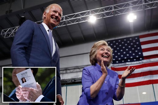 Biden used notecards with names, photos of prominent Dems such as Hillary Clinton at public events