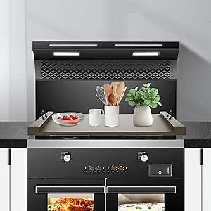 Stove Top Covers Board for Gas Burners, 30" x 20" Large Size Noodle Board Stove Cover, Solid Wood Gas Stove Cover Board, Stove Covers for Gas Stove Top - Ebony Black