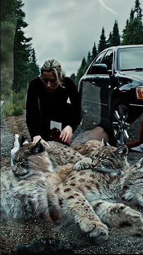 Injured Lynx and cubs rescued by kind lady