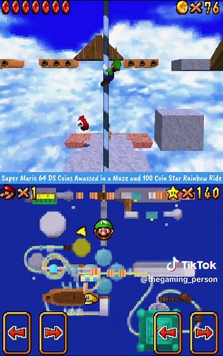 Coins Amassed in a Maze & 100‑Coin Star Rainbow Ride — Super Mario 64 DS