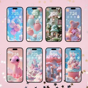 Cute Kawaii Pastel Wallpaper Bundle Vol.2 | 13 Adorable 3D Phone Backgrounds for iPhone & Android | Digital Download - Etsy