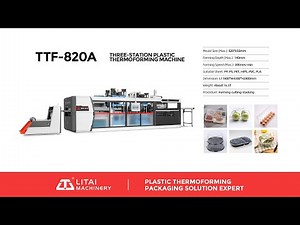 fully automatic three-station plastic thermoforming machine produces plastic transparent pallets