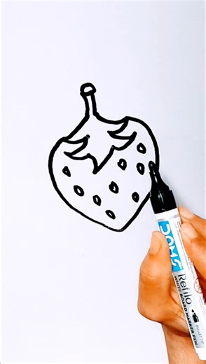 How to draw Strawberry 🍓 Easy Drawing #shorts