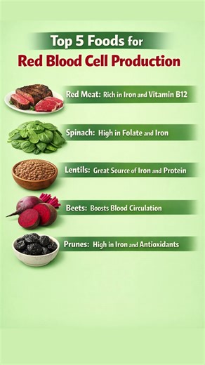 Top 5 Foods for Red Blood Cell Production #healthylifestyle #healthyeating