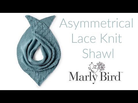 Caron Asymmetrical Lace Knit Shawl | Garter Stitch and Lace