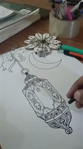 day_18🕌 hanging lantern🌙Ramadan art✨#Islamic#art #shorts#ramadan#ytshorts #drawing#prayer#roza#islam
