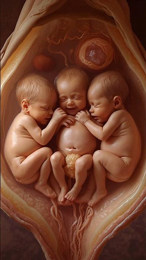 Triple Baby Pregnancy 👶👶👶 | How Triplets Grow in the Womb Week by Week | 3D #shortvideo #unbornbaby