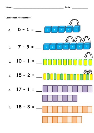 Count Back to Subtract online exercise for