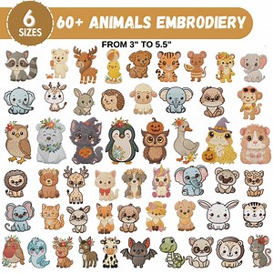 Safari Animals Embroidery Designs, Zoo Animal Machine Embroidery, Baby Girl Embroidery, Forest Animal, Farm Animal, 6 Sizes,instant Download - Etsy
