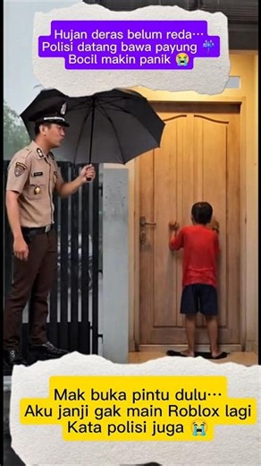 Hujan Deras, Bocil Nangis, Polisi Datang Malah Santai 😭😂