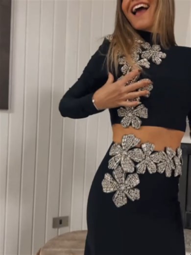 More diamonds, please. 💎✨ If you want to make an entrance they’ll never forget, the Ulama Diamond Flowers Set is the answer. The choker neckline and long sleeves give it that regal, sophisticated look, while the floral embellishments add the perfect amount of drama. It’s elegant, it’s snatched, and it’s unapologetically bold. Tag a friend who needs to see this sparkle! 💖 Shop via the cart below. #bellabarnett #statementpiece #snatched #fashiontiktok #ootn #whiteoutfit #dressgoals