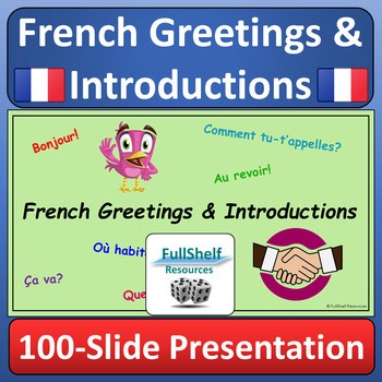 French Greetings and Introductions PPT Lesson Presentation in French FSL & Core