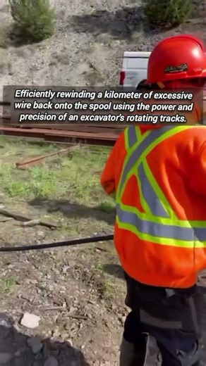 ​Using Excavator Power To Rewind Massive Industrial Wire Reels