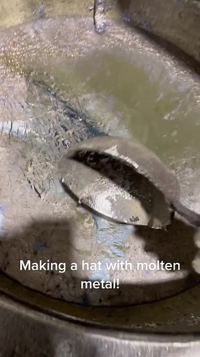 Making a hat with molten metal! #moltenmetal #cap # nike #foryou . nike what do you think 😊