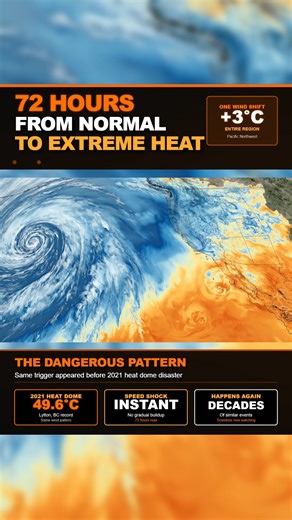 🔥 New Atmospheric Trigger Found Over the Pacific Coast 🌊 Scientists have identified a fast temperature jump linked to the angle of an offshore plume. When the plume tilts northeast, the Pacific Northwest can heat more than three degrees in under seventy two hours. The shift begins far offshore and hits before any pattern is visible on land. #Meteorology #PacificNorthwest #AtmosphericRiver #WeatherScience #ExtremeHeat #Forecasting | Above The Norm News