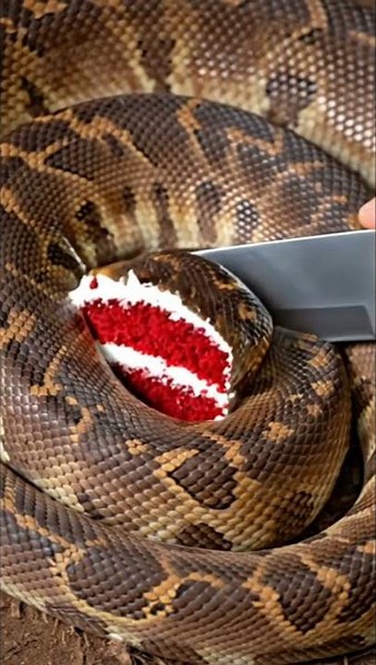 Mind-Blowing Snake Cake Reveal — Red Velvet Inside! 🍰🐍