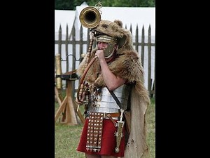 Roman army sound signals and musical instruments: tuba, cornu, bucina, lituus (Early Empire)