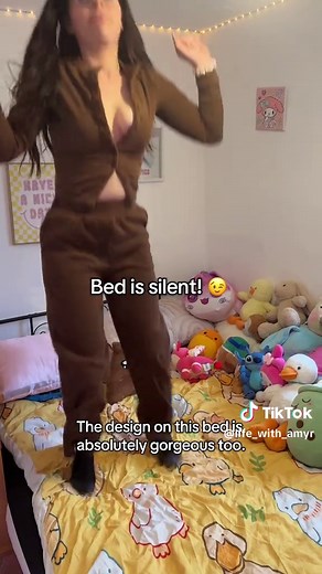 Quiet AND strong just what you need in a bed hey! This bedframe is on a huge sale on TikTok shop. I was not disappointed this bedframe was so easy to build and my new bed is squeak free and built to last! #bed #bedframe #newbed #kidsbedroom #bedroom