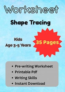Shape Tracing Worksheet | Preschool Pre-writing Practice (PDF Download A4 35pgs Ages 3-5 ) - Etsy Canada
